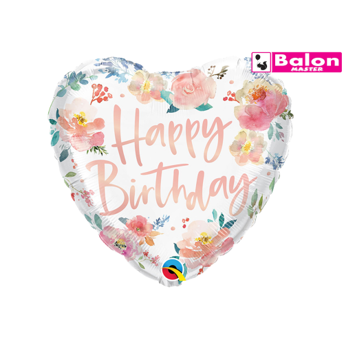 Birthday Watercolor Roses srce 18in