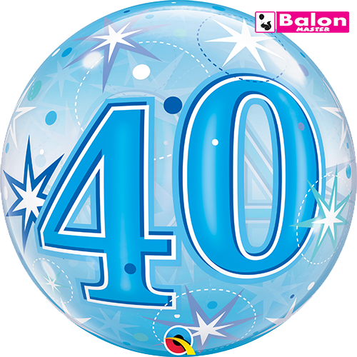40 blue starburst sparkle bubble 22in