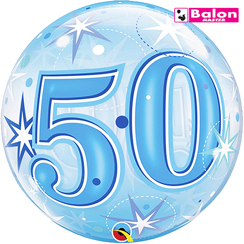50 blue starburst sparkle bubble 22in