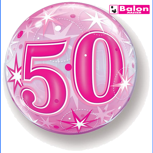 50 pink starburst sparkle bubble 22in