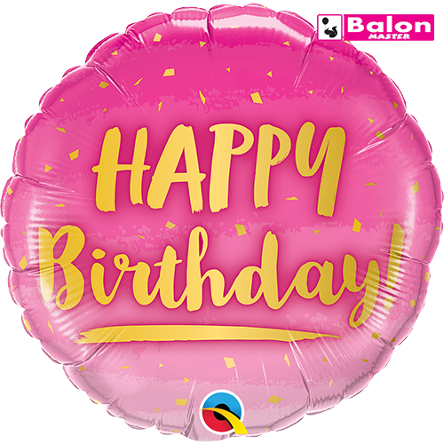 Birthday gold and pink 18in