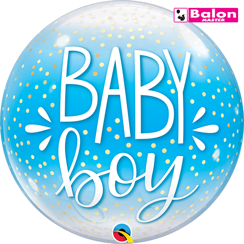 Baby boy blue and confetti dots bubble 22in