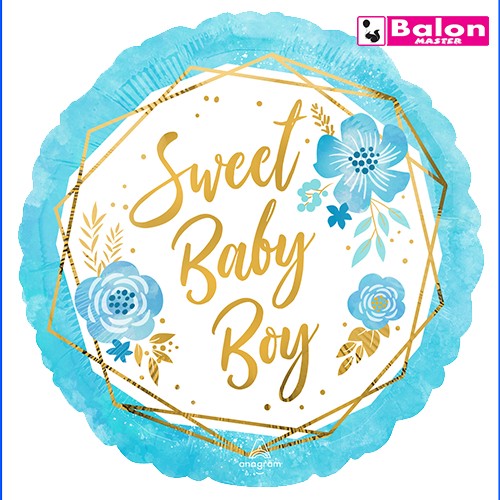 Baby boy floral geo 18in