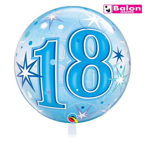 18 blue starburst sparkle bubble 22in