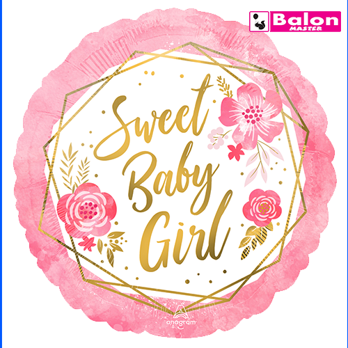 Baby girl floral geo 18in