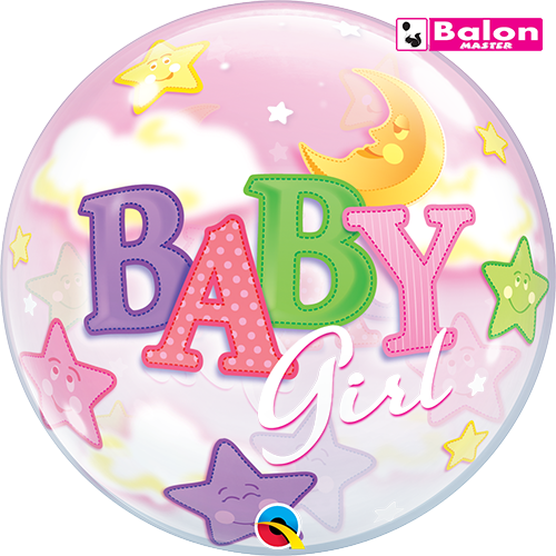 Baby girl moon and stars bubble 22in