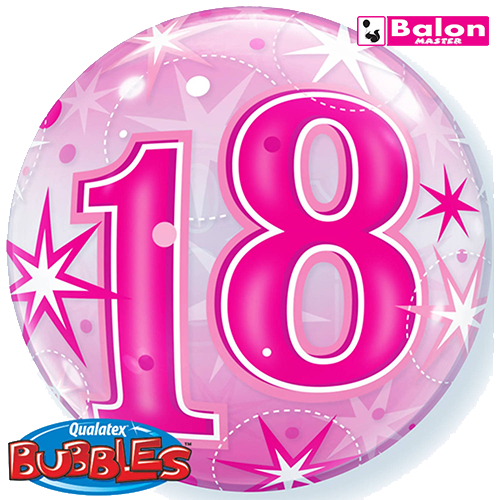 18 pink starburst sparkle bubble 22in