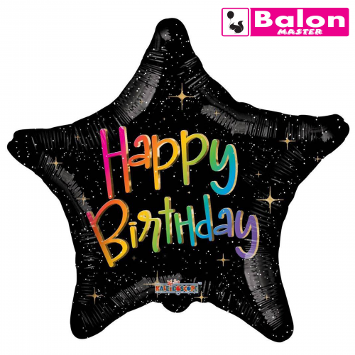 Happy birthday star black 18in