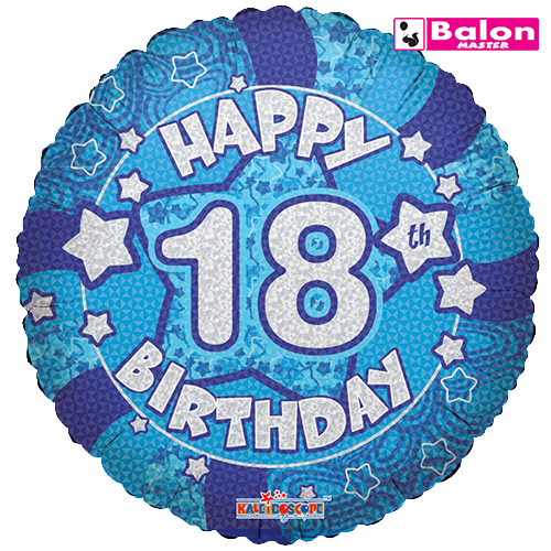 Holographic blue happy 18th birthday 18in