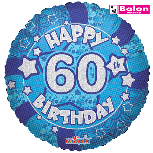 Holographic blue happy 60th birthday 18in