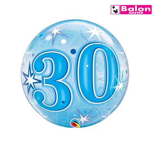 30 blue starburst sparkle bubble 22in
