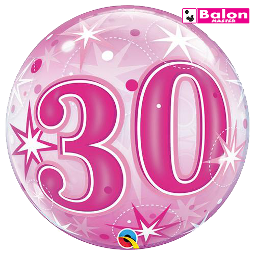 30 pink starburst sparkle bubble 22in
