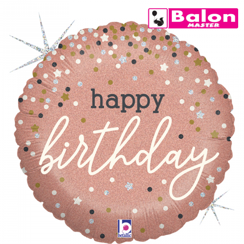 Rose gold confetti B day 18in